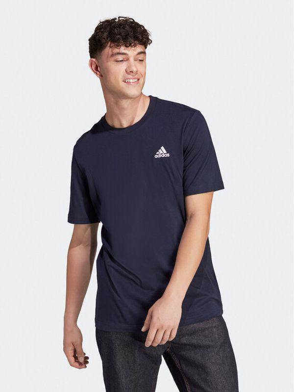 adidas adidas Тишърт Essentials Single Jersey Embroidered Small Logo T-Shirt HY3404 Син Regular Fit