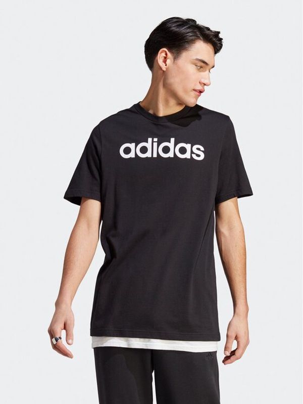 adidas adidas Тишърт Essentials Single Jersey Linear Embroidered Logo T-Shirt IC9274 Черен Regular Fit