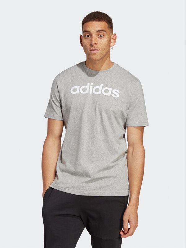 adidas adidas Тишърт Essentials Single Jersey Linear Embroidered Logo T-Shirt IC9277 Сив Regular Fit
