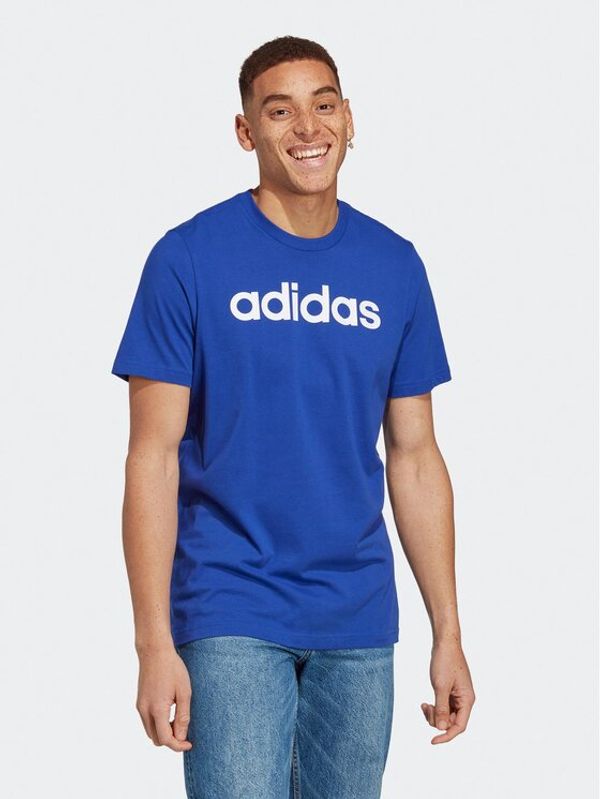 adidas adidas Тишърт Essentials Single Jersey Linear Embroidered Logo T-Shirt IC9279 Син Regular Fit