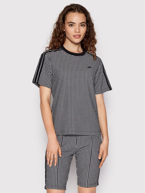 adidas adidas Тишърт Gingham HB9454 Черен Regular Fit