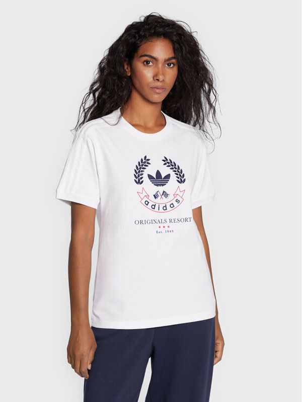 adidas adidas Тишърт Graphic HL6556 Бял Regular Fit