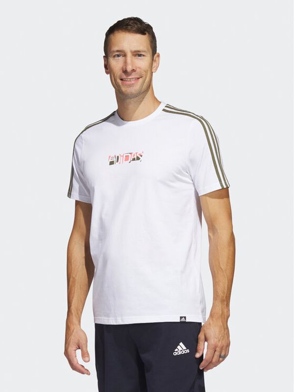 adidas adidas Тишърт Sport Optimist 3-Stripes Sportswear Graphic T-Shirt (Short Sleeve) HT3025 Бял Regular Fit