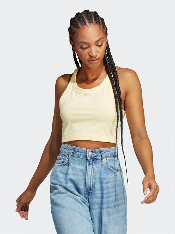 adidas adidas топ Adicolor Classics 3-Stripes Short Tank Top IC6061 Жълт Slim Fit