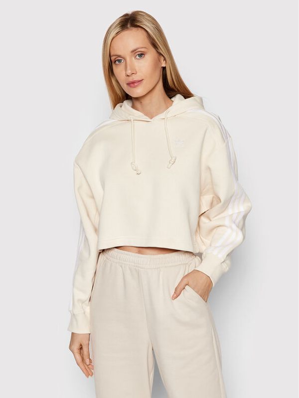 adidas Originals adidas Суитшърт Short Hoodie HC2018 Бежов Relaxed Fit