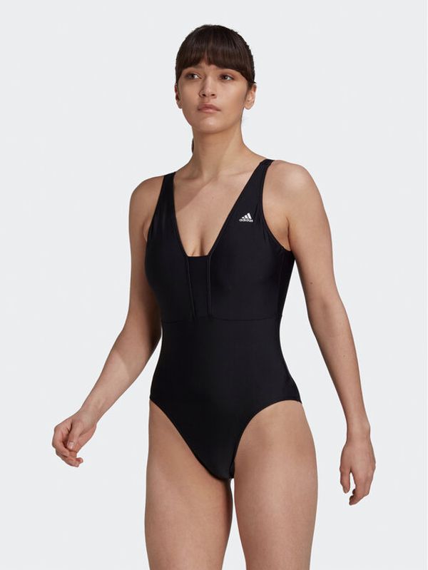 adidas Performance adidas Бански костюм Iconisea 3-Stripes Swimsuit HI1082 Черен Fitted Fit