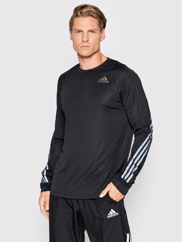 adidas Performance adidas Тениска от техническо трико Run Icon Full Reflective 3-Stripes HB7434 Черен Slim Fit