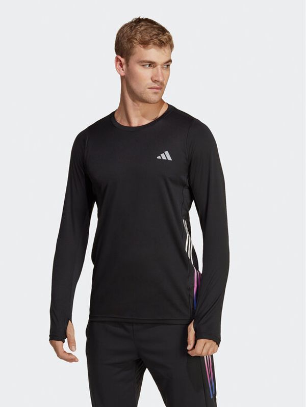 adidas Performance adidas Тениска от техническо трико Run Icons 3-Stripes HN8024 Черен Slim Fit