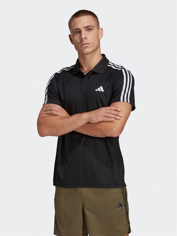 adidas Performance adidas Тениска с яка и копчета Train Essentials Piqué 3-Stripes Training Polo Shirt IB8107 Черен Regular Fit
