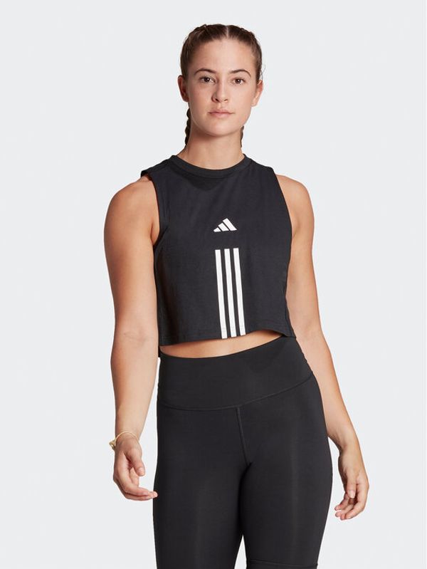 adidas Performance adidas топ Train Essentials Train Cotton 3-Stripes Crop HR7847 Черен Loose Fit