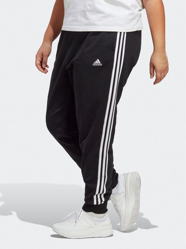 adidas Sportswear adidas Долнище анцуг Essentials 3-Stripes French Terry Cuffed Joggers (Plus Size) IB8745 Черен Slim Fit