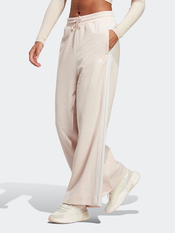 adidas Sportswear adidas Долнище анцуг Essentials 3-Stripes French Terry Wide Joggers IC9929 Розов Regular Fit