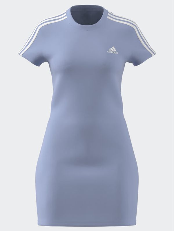 adidas Sportswear adidas Ежедневна рокля Essentials 3-Stripes Tee Dress IC9885 Син Fitted Fit