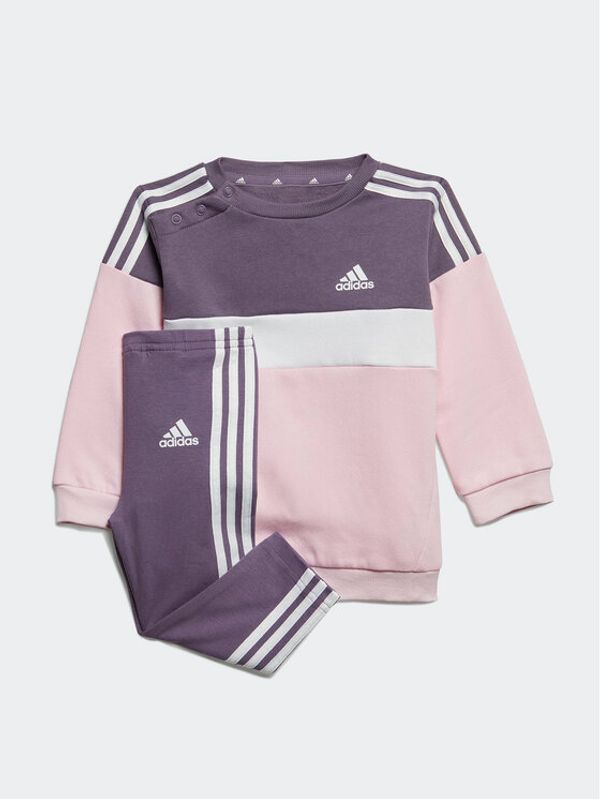 adidas Sportswear adidas Комплект суитшърт и клин Tiberio 3-Stripes Colorblock IJ6325 Виолетов Slim Fit