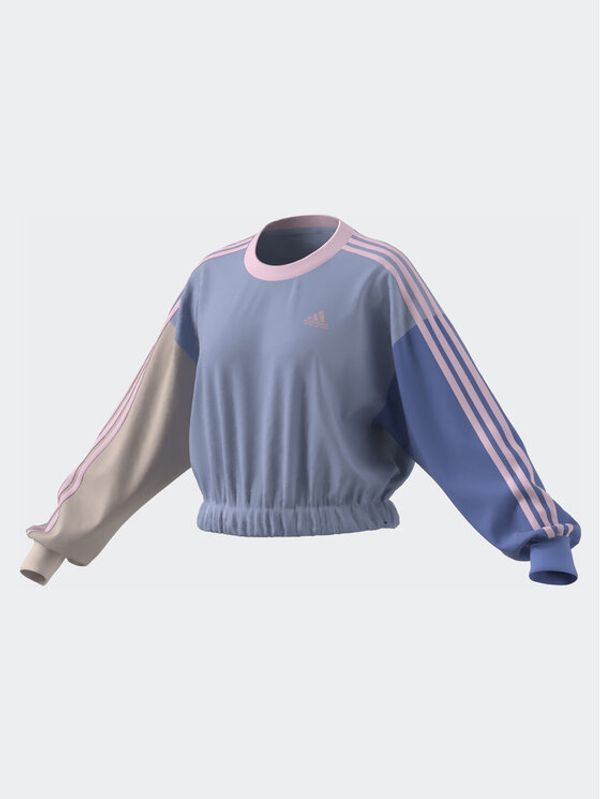 adidas Sportswear adidas Суитшърт Essentials 3-Stripes Crop Sweatshirt IC9873 Син Loose Fit