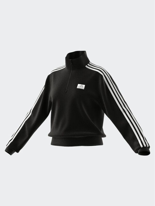 adidas Sportswear adidas Суитшърт Essentials 3-Stripes Quarter-Zip Sweatshirt IC8780 Черен Regular Fit