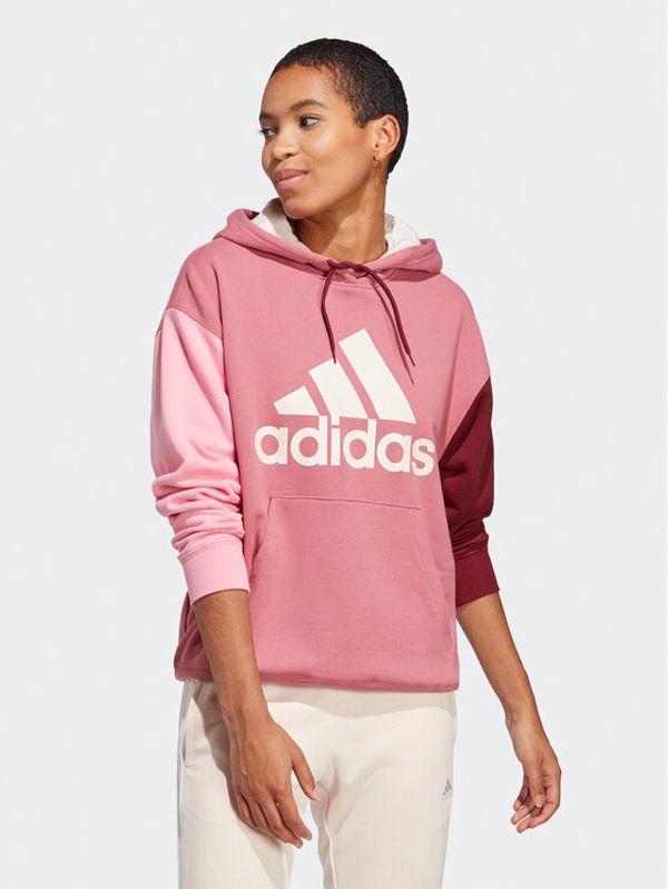 adidas Sportswear adidas Суитшърт Essentials Big Logo Oversized French Terry Hoodie IC9869 Розов Loose Fit