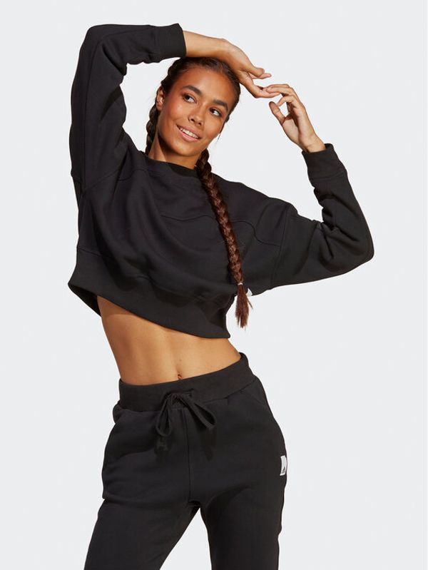 adidas Sportswear adidas Суитшърт Lounge Fleece Sweatshirt HZ4379 Черен Loose Fit