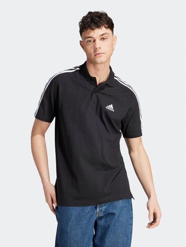 adidas Sportswear adidas Тениска с яка и копчета Essentials Piqué Embroidered Small Logo 3-Stripes Polo Shirt IC9310 Черен Regular Fit