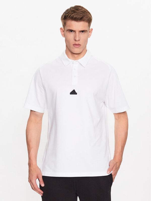 adidas Sportswear adidas Тениска с яка и копчета IJ6136 Бял Regular Fit