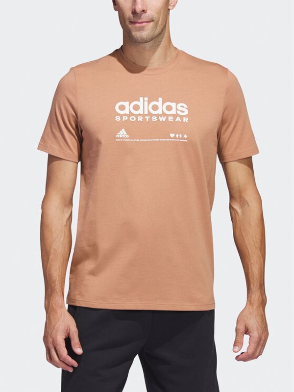 adidas Sportswear adidas Тишърт adidas Lounge Graphic T-Shirt H49668 Кафяв Regular Fit