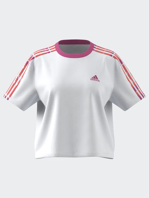 adidas Sportswear adidas Тишърт Essentials 3-Stripes Single Jersey Crop Top IC9882 Бял Loose Fit