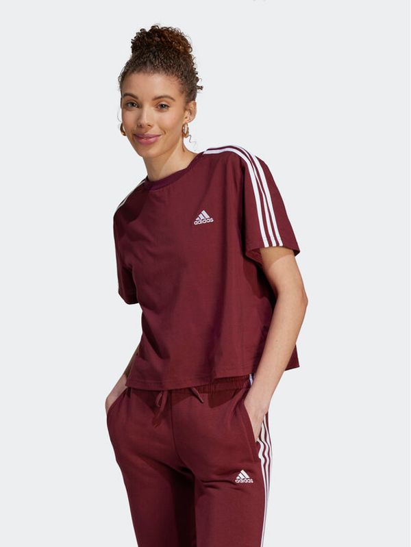 adidas Sportswear adidas Тишърт Essentials 3-Stripes Single Jersey Crop Top IL3410 Червен Loose Fit