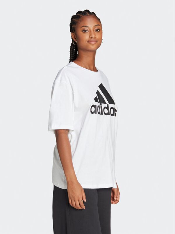 adidas Sportswear adidas Тишърт Essentials Big Logo Boyfriend T-Shirt HR4930 Бял Loose Fit