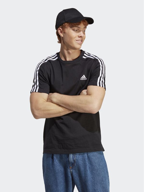 adidas Sportswear adidas Тишърт Essentials Single Jersey 3-Stripes T-Shirt IC9334 Черен Regular Fit