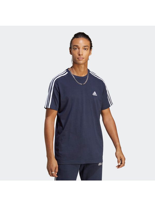 adidas Sportswear adidas Тишърт Essentials Single Jersey 3-Stripes T-Shirt IC9335 Син Regular Fit