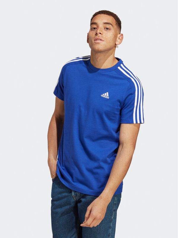 adidas Sportswear adidas Тишърт Essentials Single Jersey 3-Stripes T-Shirt IC9338 Син Regular Fit