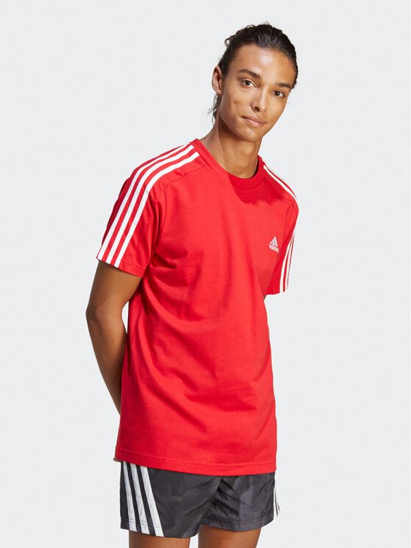 adidas Sportswear adidas Тишърт Essentials Single Jersey 3-Stripes T-Shirt IC9339 Червен Regular Fit