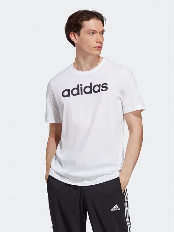 adidas Sportswear adidas Тишърт Essentials Single Jersey Linear Embroidered Logo T-Shirt IC9276 Бял Regular Fit