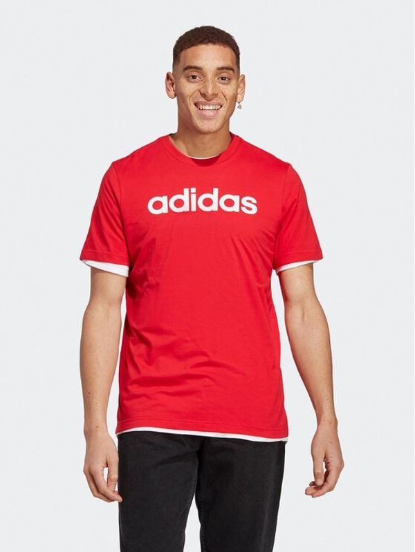 adidas Sportswear adidas Тишърт Essentials Single Jersey Linear Embroidered Logo T-Shirt IC9278 Червен Regular Fit