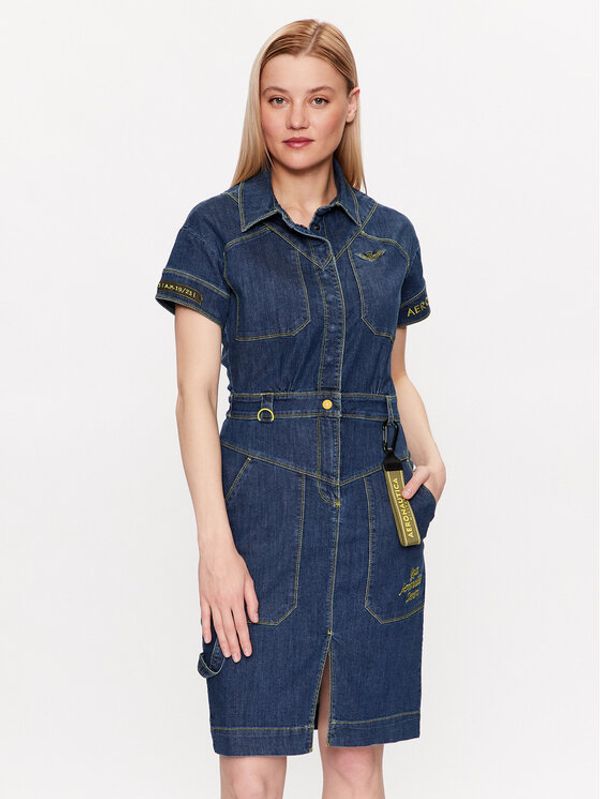 Aeronautica Militare Aeronautica Militare Дънкова рокля 231VE078DCT3085 Тъмносин Slim Fit