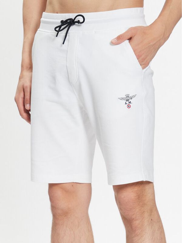 Aeronautica Militare Aeronautica Militare Спортни шорти 231BE170F459 Бял Regular Fit