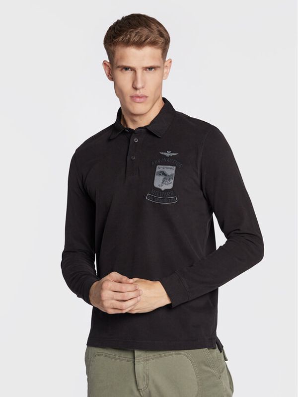 Aeronautica Militare Aeronautica Militare Тениска с яка и копчета 222PO1650J565 Черен Regular Fit