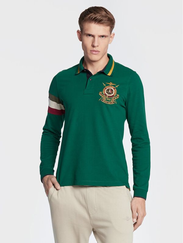 Aeronautica Militare Aeronautica Militare Тениска с яка и копчета 222PO1655J564 Зелен Regular Fit