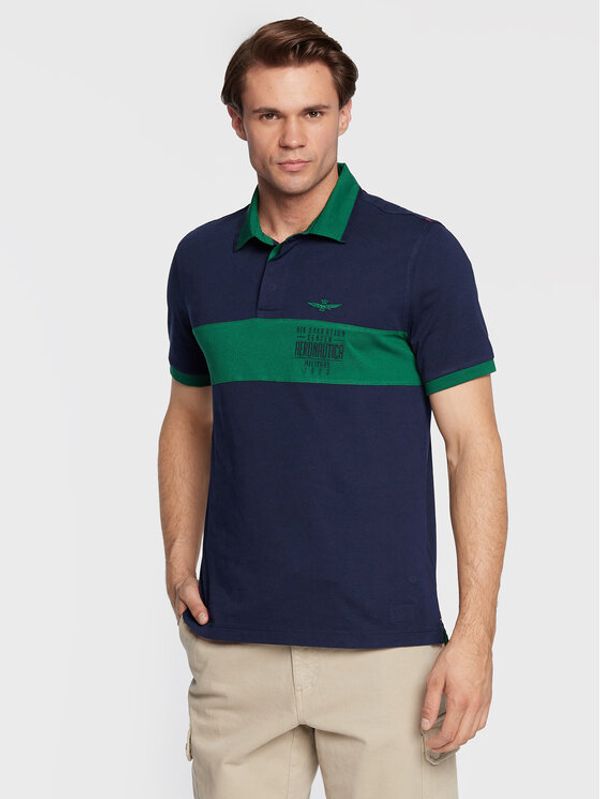 Aeronautica Militare Aeronautica Militare Тениска с яка и копчета 222PO1664J550 Тъмносин Regular Fit