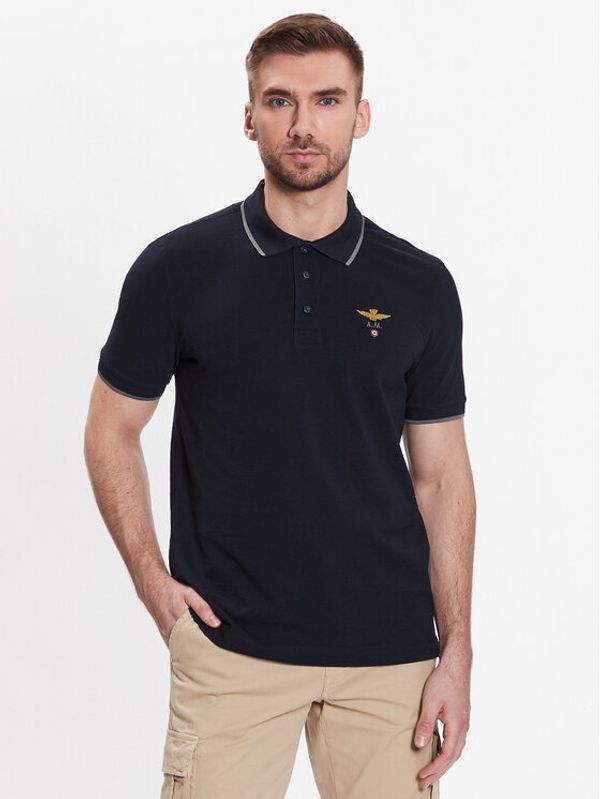 Aeronautica Militare Aeronautica Militare Тениска с яка и копчета 231PO1308P82 Тъмносин Regular Fit