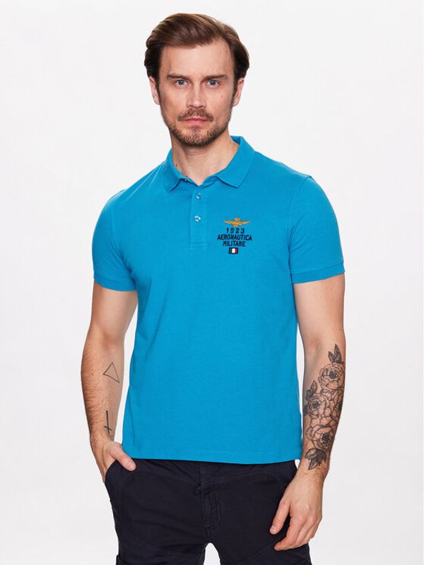 Aeronautica Militare Aeronautica Militare Тениска с яка и копчета 231PO1670J581 Син Regular Fit