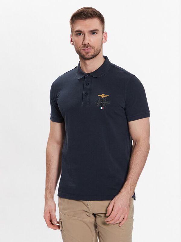 Aeronautica Militare Aeronautica Militare Тениска с яка и копчета 231PO1670J581 Тъмносин Regular Fit