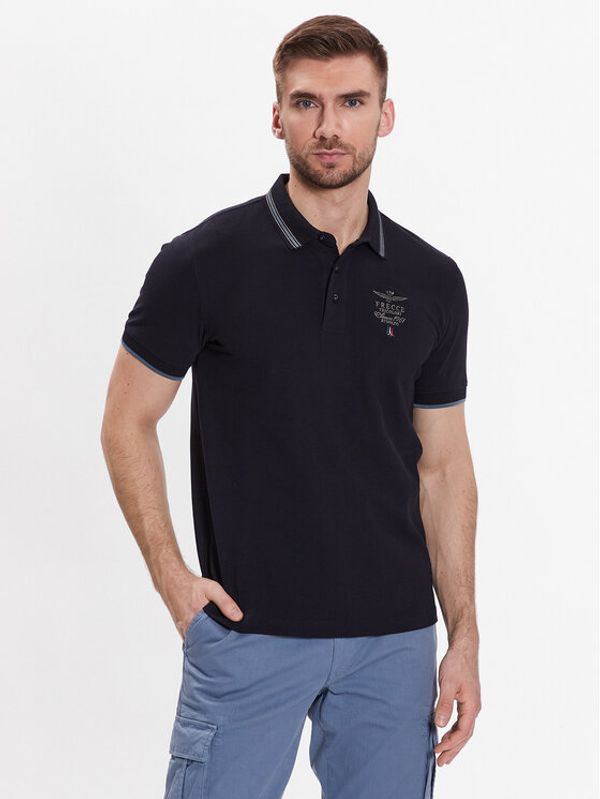 Aeronautica Militare Aeronautica Militare Тениска с яка и копчета 231PO1673P191 Тъмносин Slim Fit