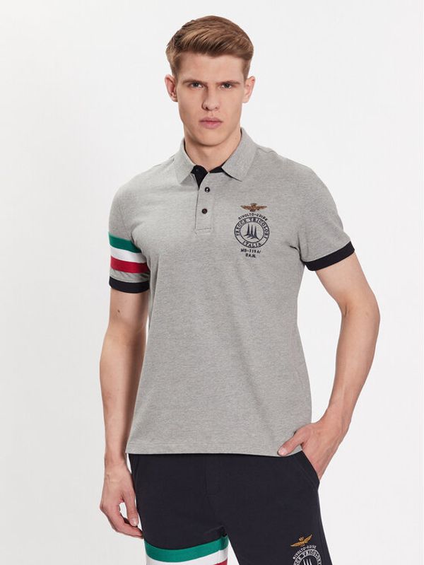 Aeronautica Militare Aeronautica Militare Тениска с яка и копчета 231PO1676P191 Сив Regular Fit