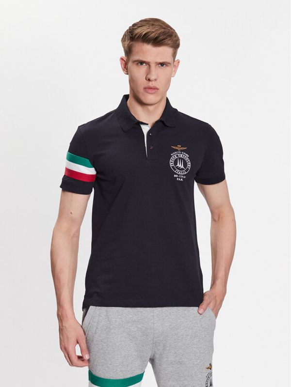 Aeronautica Militare Aeronautica Militare Тениска с яка и копчета 231PO1676P191 Тъмносин Regular Fit