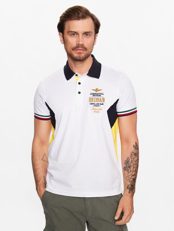 Aeronautica Militare Aeronautica Militare Тениска с яка и копчета 231PO1677P199 Бял Regular Fit