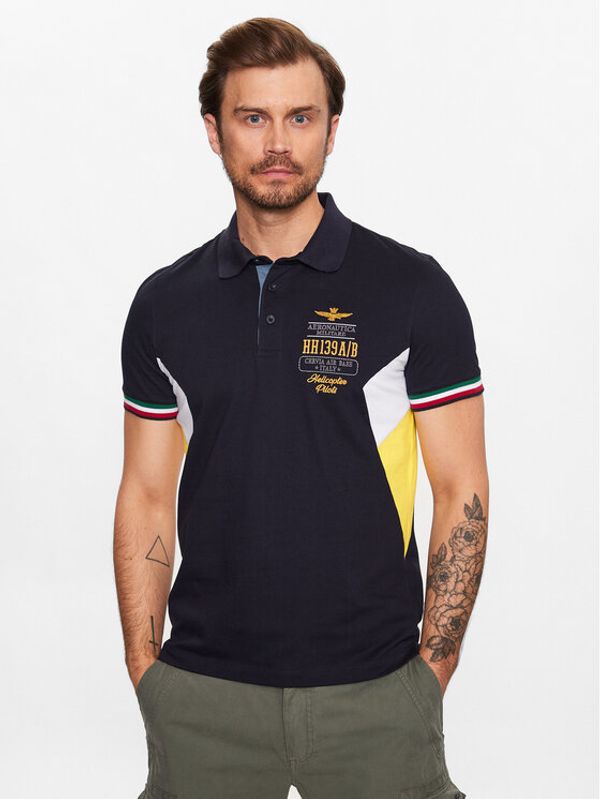 Aeronautica Militare Aeronautica Militare Тениска с яка и копчета 231PO1677P199 Тъмносин Regular Fit