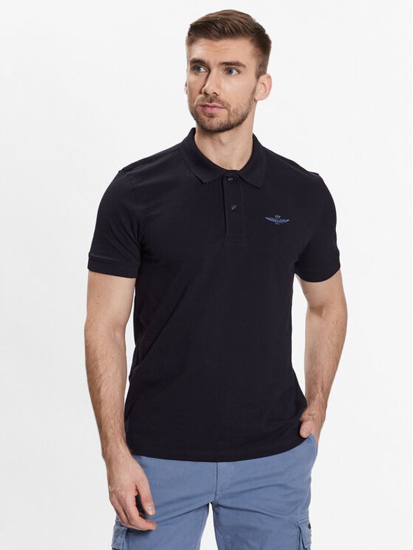 Aeronautica Militare Aeronautica Militare Тениска с яка и копчета 231PO1678P191 Тъмносин Slim Fit