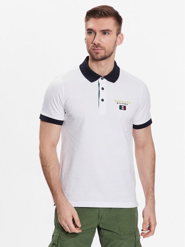 Aeronautica Militare Aeronautica Militare Тениска с яка и копчета 231PO1679P173 Бял Regular Fit