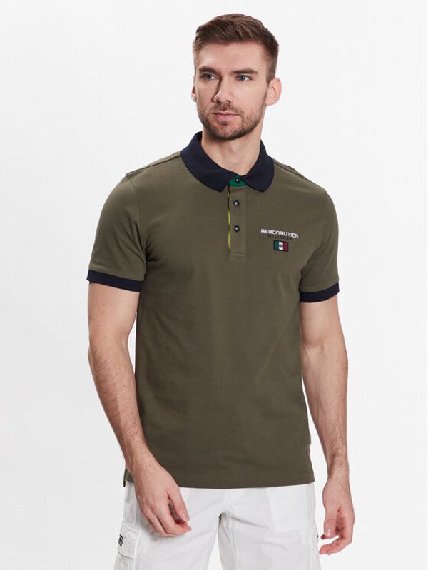 Aeronautica Militare Aeronautica Militare Тениска с яка и копчета 231PO1679P173 Каки Regular Fit